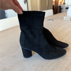Stuart Weitzman Black Suede Heeled sock Boots